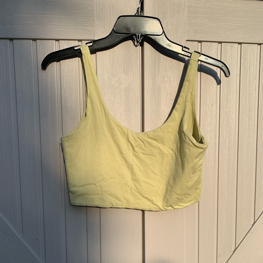 Cotton on light lime green seamless crop top / bralette